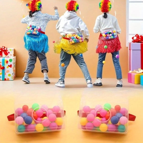 2 Pcs Swing & Shake Ball Box Party Game Set, Hip Shake Challenge Game with 60 Colorful Balls, Interactive Group Game Props for Parties, Gatherings, Team Activities & Gift Fun