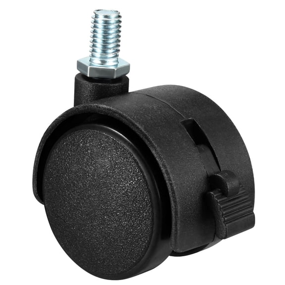2 Pcs Swivel Caster Wheels 1.5 Inch Nylon 360 Degree Rotate M8 x 13mm Threaded Stem Caster Wheel with Brake