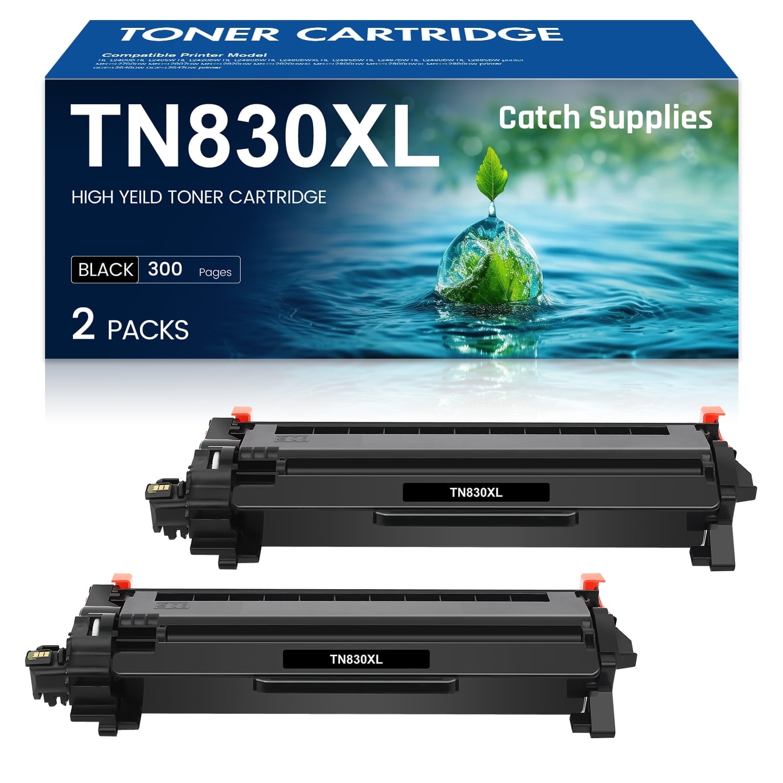 2 Pcs TN830 TN830XL Toner Cartridges Compatible for Brother TN 830XL TN830 TN 830 XL V R HL-L2460dw HL-L2420dw HL-L2465dw MFC-l2820dw Printer Ink Black