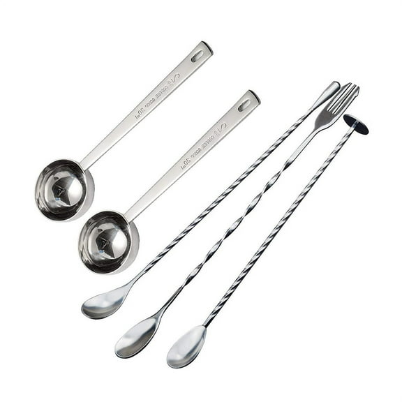 2 Pcs Tablespoon Measuring Spoon Coffee Scoop, 30Ml Metal & 3 Pcs Stainless Steel Mixing Spoons Spiral Pattern Bar