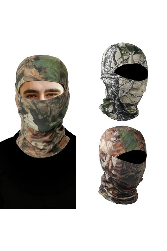 2 Pcs Tactical Camo Balaclava Thin Bandana Hat Ski Hunting Face Mask For Outdoor