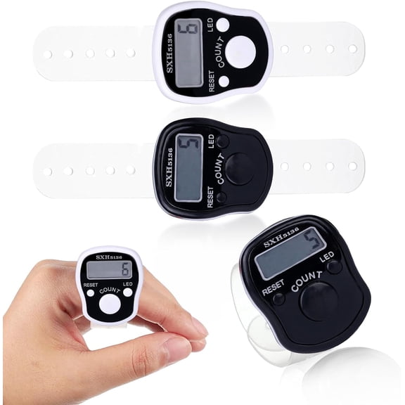 2 Pcs Tally Counters, Electronic Finger Counter 5 Digits Led Stitch Counter Golf Counter, Hand Tally Counter Tally Lap Counter, Mechanical Digital Finger Counters, Clicker Counter with Handheld Ring