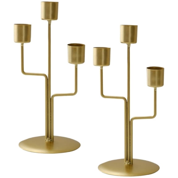 2 Pcs Taper Candlestick Holders 3-Headed Metal Candle Holders Candle Stands Elegant Candle Holder for Christmas Wedding Thanksgiving Holiday Decor,Gold,Topboutique