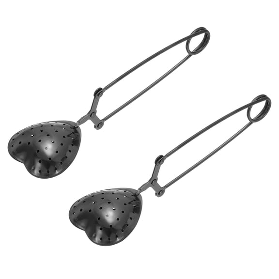 2 Pcs Tea Infuser, Stainless Steel Loose Leaf Tea Infuser Filter for Cup and Teapot, Long Handle Tea Steeper Strainers for Tearoom Office Home, Heart Shaped Black