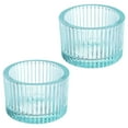 thumbnail image 1 of Uxcell 2 Pcs Tea Light Candle Holder Tea Lights Candle Holder Glass Candle Holders for Table Centerpiece Decor Blue, 1 of 6
