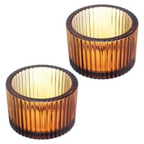 Uxcell 2 Pcs Tea Light Candle Holder Tea Lights Candle Holder Glass Candle Holders for Table Centerpiece Decor Brown