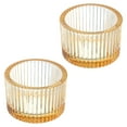 thumbnail image 1 of Uxcell 2 Pcs Tea Light Candle Holder Tea Lights Candle Holder Glass Candle Holders for Table Centerpiece Decor Gold Tone, 1 of 6