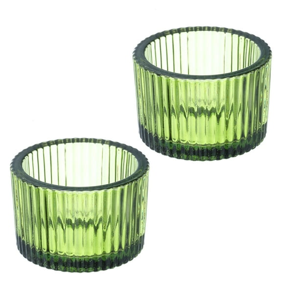 Uxcell 2 Pcs Tea Light Candle Holder Tea Lights Candle Holder Glass Candle Holders for Table Centerpiece Decor Green