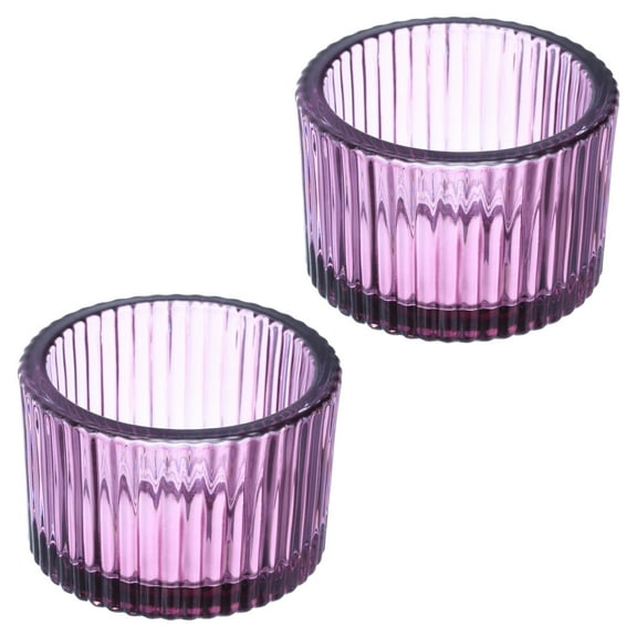 Uxcell 2 Pcs Tea Light Candle Holder Tea Lights Candle Holder Glass Candle Holders for Table Centerpiece Decor Purple