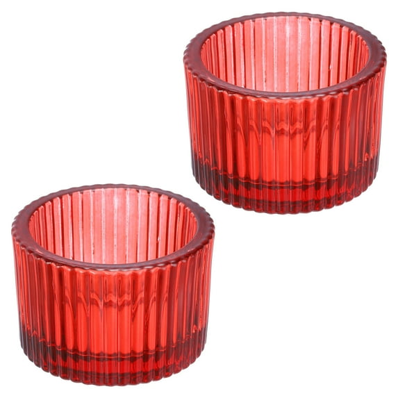 Uxcell 2 Pcs Tea Light Candle Holder Tea Lights Candle Holder Glass Candle Holders for Table Centerpiece Decor Red