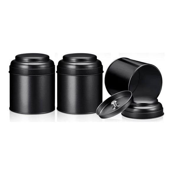 2 Pcs Tea Tin Canister with Airtight Double Lids 8 oz Round Tin Can Box Small Kitchen Tea Canister Loose Leaf Storage Containers for Loose Bags Coffee Sugar Candy Spices