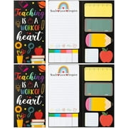 Style-Carry 2 Pcs "Teaching Is a Work of Heart" Multicolor Sticky Notes Kit, with Lined Pads, Labels, Other Shapes Sticky Notes (Black)