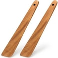 thumbnail image 1 of 2 Pcs Teak Wood Spatula Set 12 Inch Kitchen Turner Spatula Best Wooden Utensils for Cooking Spatula Egg Flipper Spatula Non Stick Kitchen Utensil Flat Scraper Spatula Mixing Baking Spatula, 1 of 7