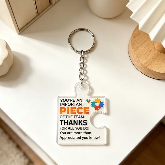 2 Pcs Team Appreciation Gifts Bulk for Coworker Employee Staff, Thank You Keychains Gift Set, Acrylic Puzzle Piece Keychains, Bulk Thank You Keychains, Gift Set for Employee, Staff, Teamwork
