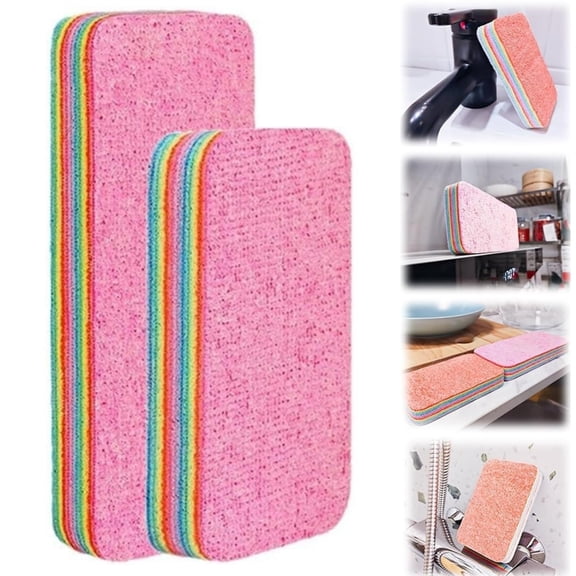 2 Pcs Tearable Wipe Cloth Microfiber Cleaning Sponge Block 12 Layer Powerful Cleaning Towel Peelable Layered Cleaning Rainbow Sponge for Cars, Glass, Furniture(1 Small+1 Large)