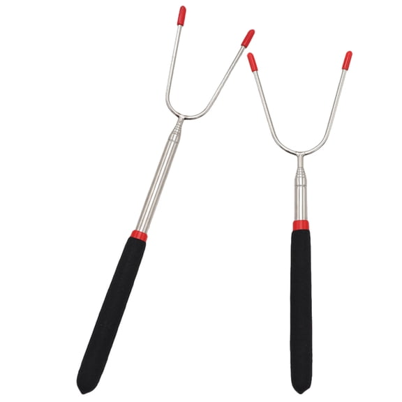2 Pcs Telescopic Barbecue Fork Baquetas Bbq Forks Chorizo Firestikck Tool Roasting Stainless Steel Pvc