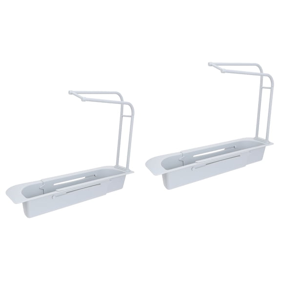 2 Pcs Telescopic Drainer Sink Tray Expandable Stand Suction Holder Dish Drying Rack