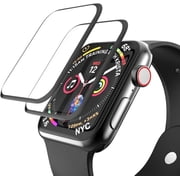 [2 Pcs] Tempered Glass Screen Protector Compatible for Apple Watch Series 6/SE/5/4 44mm, 3D Full Coverage Edge Anti-Scratch, Waterproof Bubble-Free HD Clear Film for iWatch 44mm