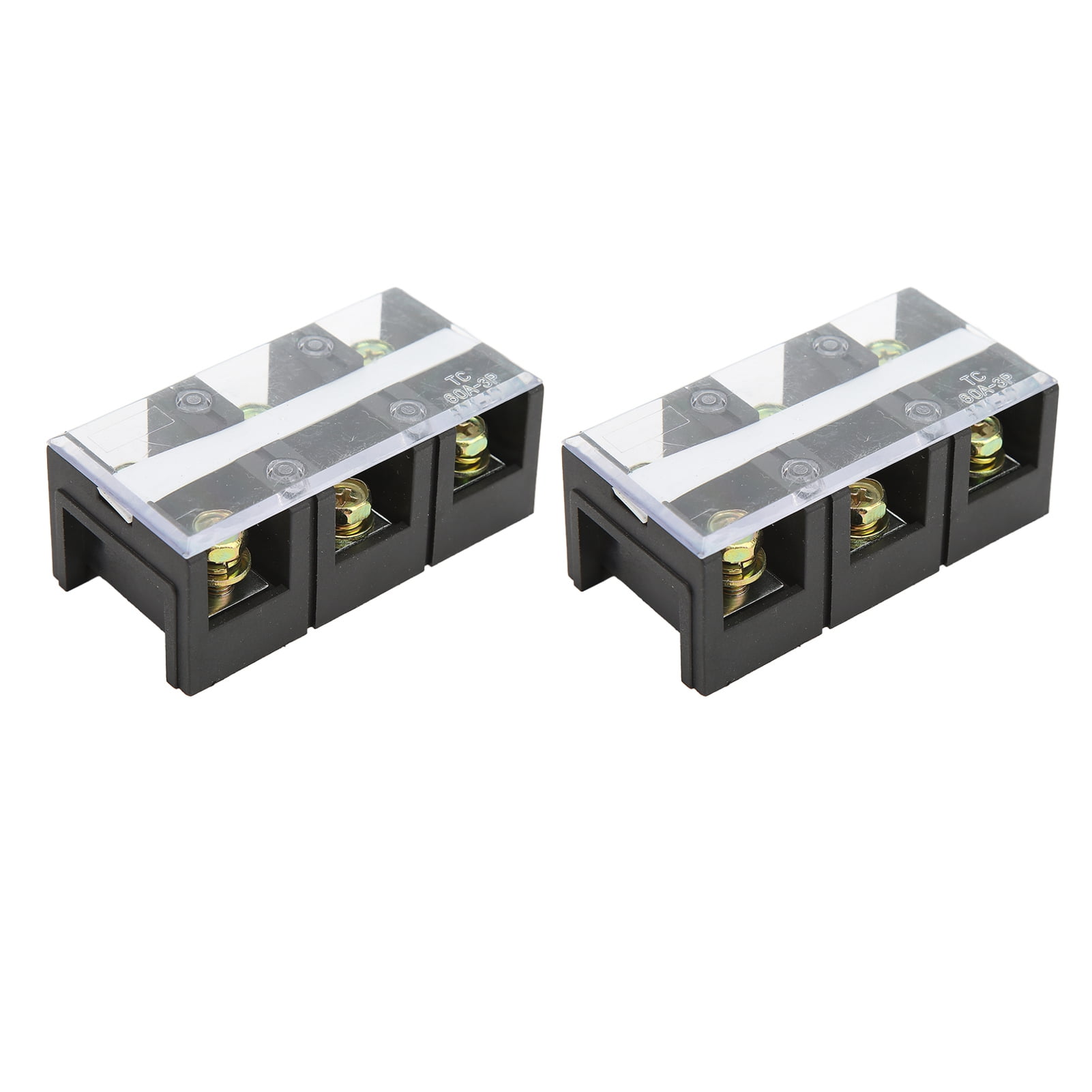 2 Pcs Terminal Block Dual Rows 60A 600V Compact Terminal Block Barrier ...