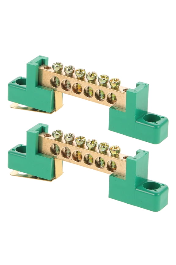 2 Pcs Terminal Block Grounding Rod Grounding Busbar Bar Ground Bus Bar Copper Bar Ground Bar for Panel Copper Bus Bar