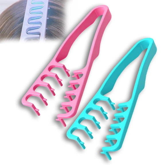 2 Pcs Texture Comb, Voluminous Wide-Toothed Hair Comb, Apparatus Maximum Lift Roots Volume Tool, Barber Wide Fine-Toothed Dual-Purpose Set, ABS Plastic with Textured Grip Tool for Men(blue+pink)
