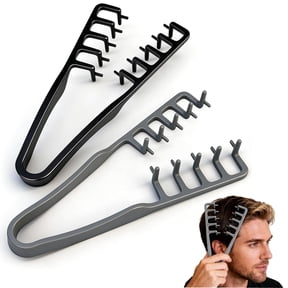 2 Pcs Texture Comb, Voluminous Wide-Toothed Hair Comb, Maximum Root Lift Volume Tool, Barber Wide & Fine-Toothed Dual-Purpose Styling Comb, ABS Plastic with Textured Grip (Black+Gray)
