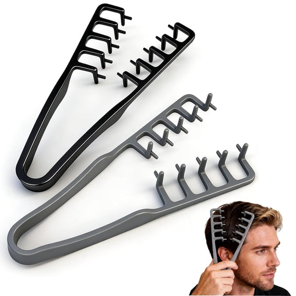 2 Pcs Texture Comb, Voluminous Wide-Toothed Hair Comb, Maximum Root Lift Volume Tool, Barber Wide & Fine-Toothed Dual-Purpose Styling Comb, ABS Plastic with Textured Grip (Black+Gray)
