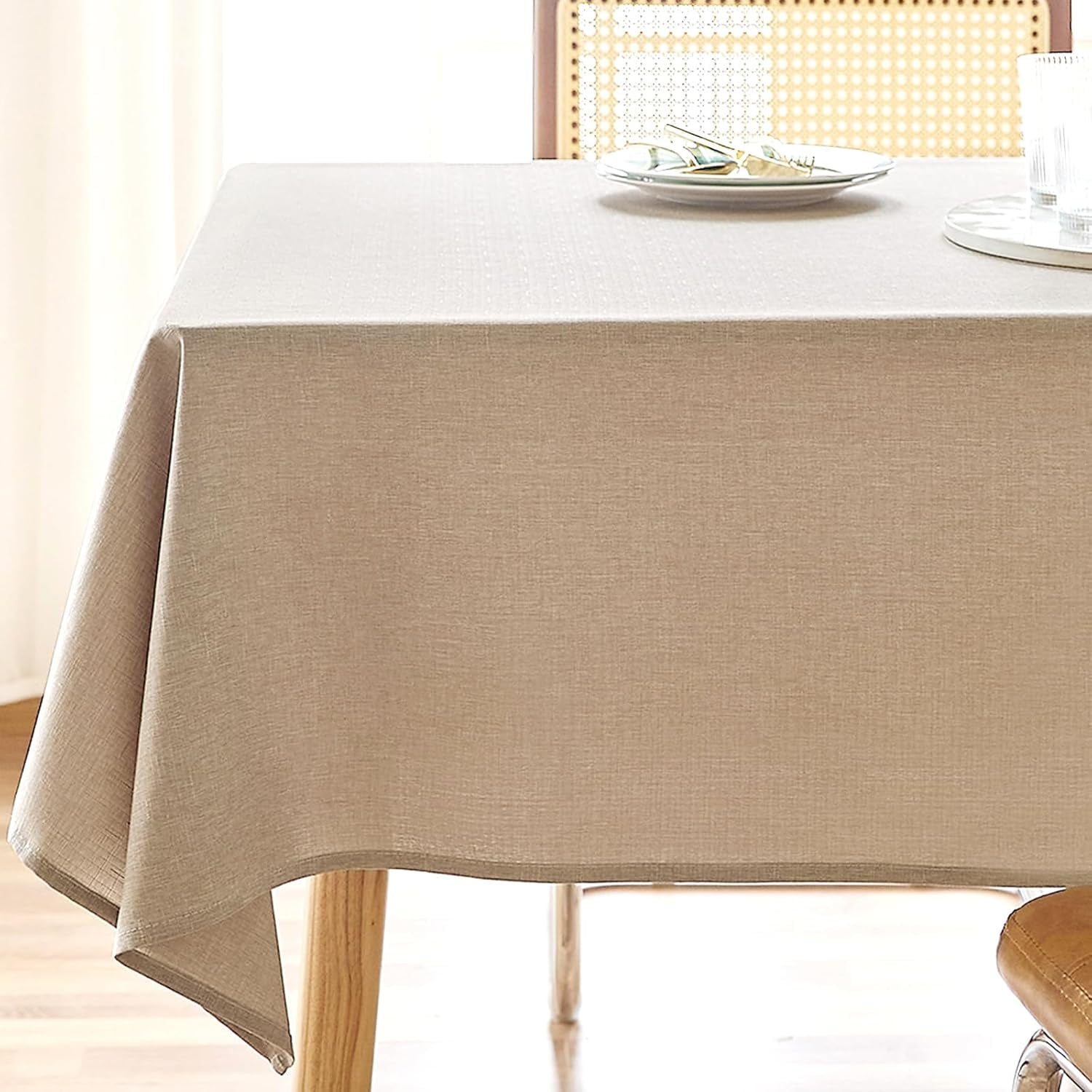 2 Pcs Textured Linen Table Cloth for Rectangle Table - 52x70 Inch Cloth ...