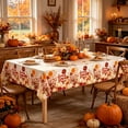 thumbnail image 1 of 2 Pcs Thanksgiving Floral Tablecloth, Fall Rectangle Disposable Plastic Table Cover for Long Table Party Home Halloween Decoration, Waterproof Autumn Table Decor, 54x108 Inches, 1 of 6