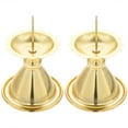 2 Pcs The Christmas Candle Vintage Decor Wooden Holder Glass Temple