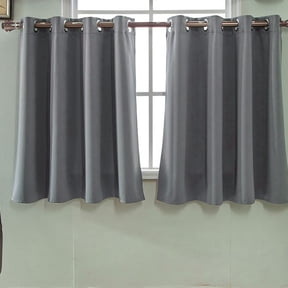 2 Pcs Thermal Insulated 100% Blackout Curtains for Bedroom, Double Layer Full Room Darkening Noise Reducing Grommet Curtain (29 x 36 Inch, Gray, 2 Panels)