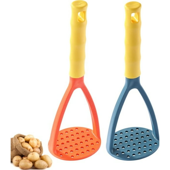 2 Pcs Thickened Design Potato Masher,2 Colors Beans Masher,Hand Smasher Tool for Food,Nonstick Kitchen Masher,Durable Pumpkin Ricer Smasher Kitchen Tools