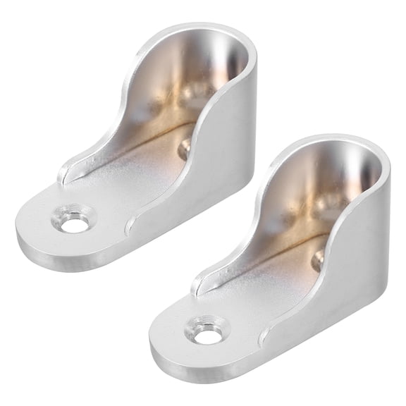 2Pcs Zinc Alloy Closet Rod Brackets Thickened Clothes Rail Support Base Silver