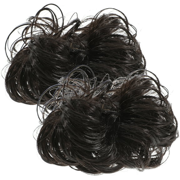 2 Pcs Tiara Ginger Wig Lace Front Human Hair Bun Maker up Headgear Fiber Miss