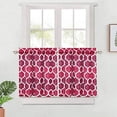 thumbnail image 1 of 2 Pcs Tier Curtains, Rod Pocket Lattice Pattern Geometric Printing Short Curtain, 1 of 9