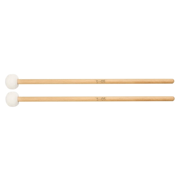 2 Pcs Timpani Stick Percussion Mallet with Wood Maple Handle Double Head Drum Cymbal Gong Mallet Soft Hammer Sticks