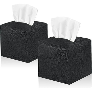 2 Pcs Tissue Box Cover Holder, Square Modern PU Leather Tissue Box Holder, Can be Used for Bathroom Dressing Table, Bedside Table, Office Desk & Car, 5X5X5inch