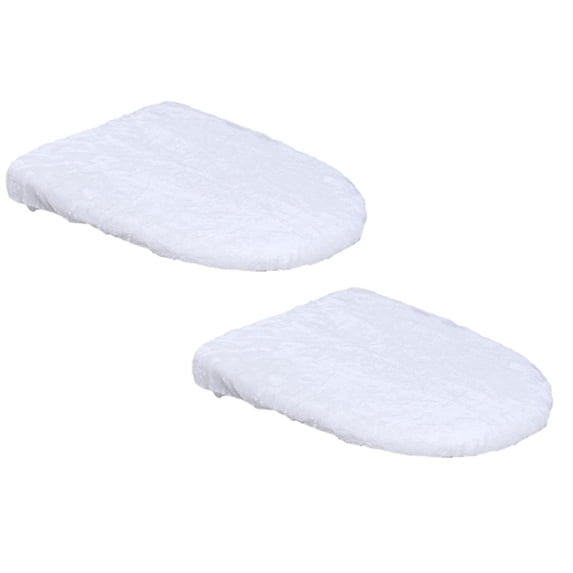 2 Pcs Toilet Seat Lid Cover Microfiber Soft Velvet Toilet Cover Durable Stretch Fuzzy Seat Covers with Elastic Bottom Comfortable for Most Toilets Lids, 19.68x18.11 Inch, White