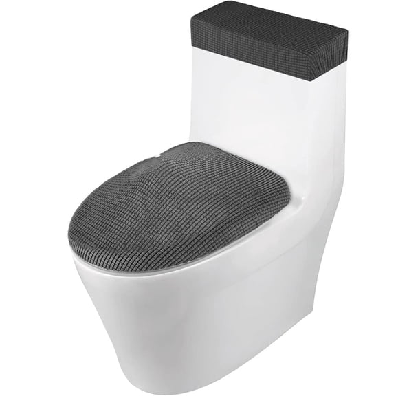 2 Pcs Toilet Tank Cover, Toilet Tank Lid Cover, Toilet Top Cover, Universal Toilet Tank Lid Soft and Absorbent Replacement Toilet Cover with Elastic Bottom for Bathroom Decor Accessories (Gray)