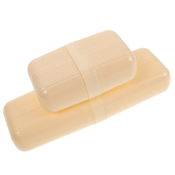 2 Pcs Tooth Brush Travel Case Toothbrush Holder Toothbrushes Tote Bags Beige