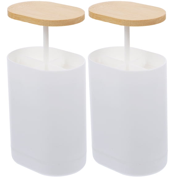 NIAIZEK Automatic Toothpick Dispenser Set of 2, Portable ABS Plastic with Design, White Toothpick Holder Box