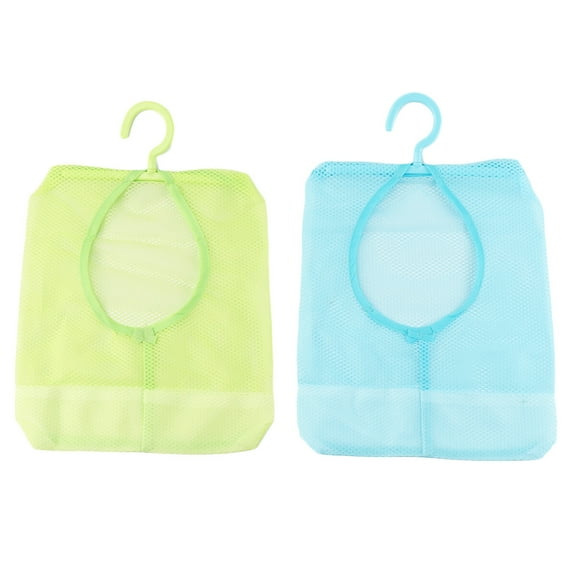 2 Pcs Toy Storage Bags Stuffed Animal Hammock Mesh Clothespin Clothesline