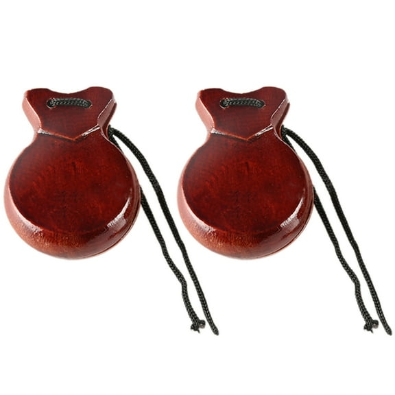 2 Pcs Traditional Flamenco Castanets Wood Percussion Orff Music Instrument