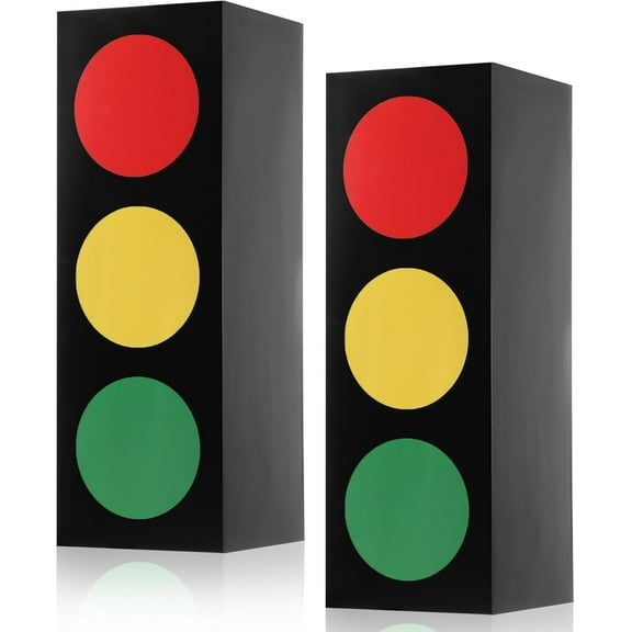 2 Pcs Traffic Light Favor Boxes Decor 17'' Transportation Boxes for Stop Light Table Topper for Birthday Party Racing Car Party Centerpieces Construction Gift Photo Props Supplies