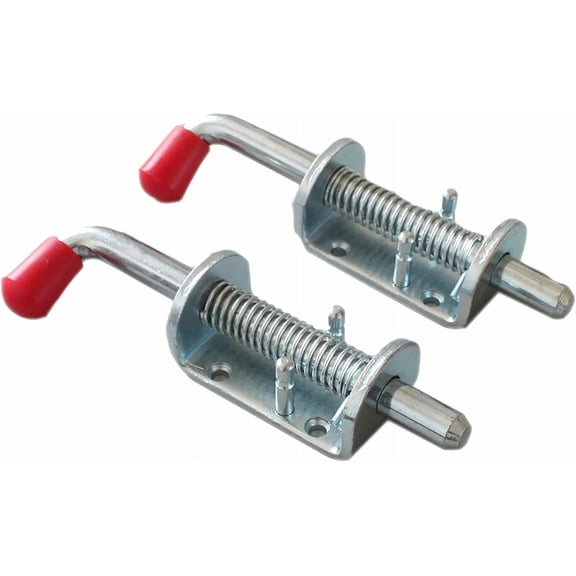 2 Pcs Trailer Spring Latch Pin, 1/2 inch Barrel Bolt Spring Loaded Latch Heavy Duty for Ramp Door Fence RV Silver
