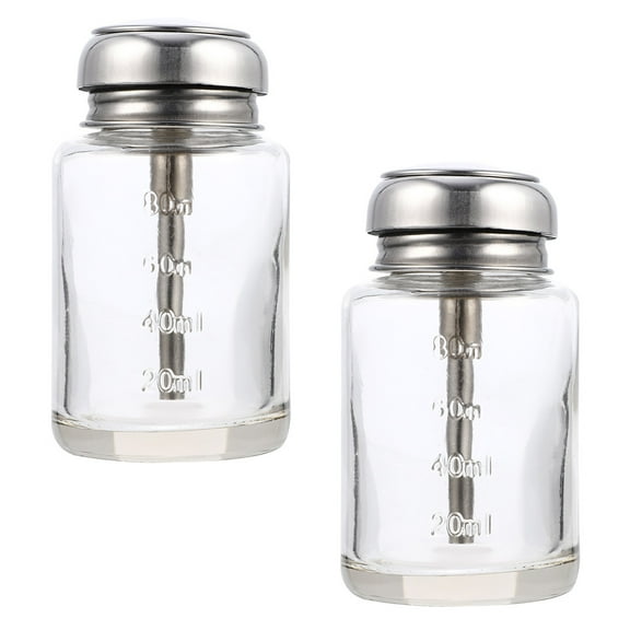 2 Pcs Transparent Nail Polish Alcohol Bottle Monomer Holder Clear Glass Monimore Acrylic Liquid Pump