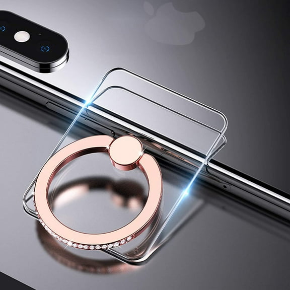 2 Pcs Transparent Phone Ring Stand Holder Cell Phone Ring Holder Finger Grip 360 Degree Rotation (Rose Gold & Diamond-2)