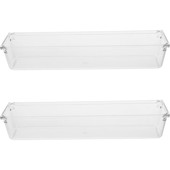 2 Pcs Transparent Refrigerator Storage Box Pantry Bins Clear Makeup Organizer Desk