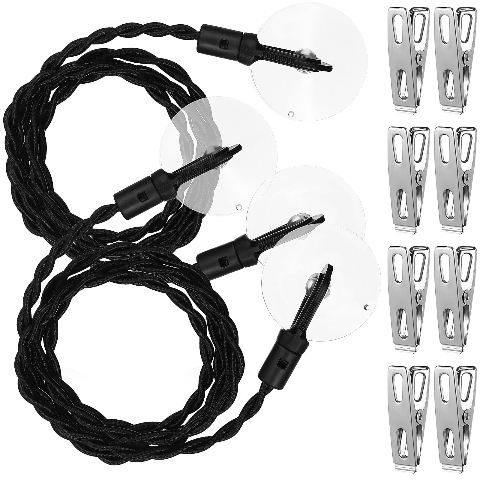 2 Pcs Travel Clotheslines Retractable Clotheslines with Hooks and Suction Cups and 8 Pcs Clothes