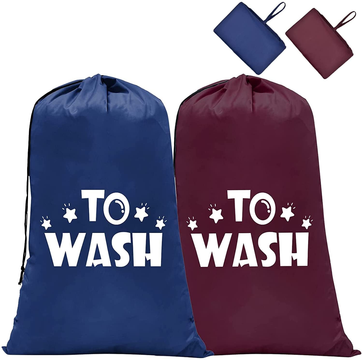 2 Pcs Travel Laundry Bag, Dirty Clothes Bag for Traveling with Handles